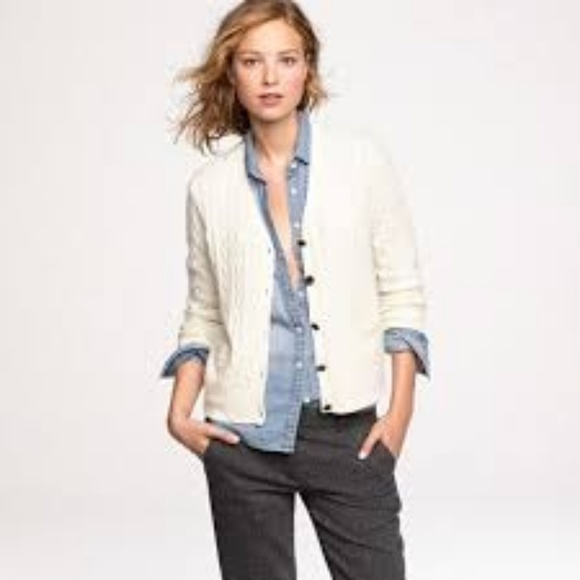 J CREW Cambridge Blue Cable Cardigan Sweater Top - Picture 4 of 4